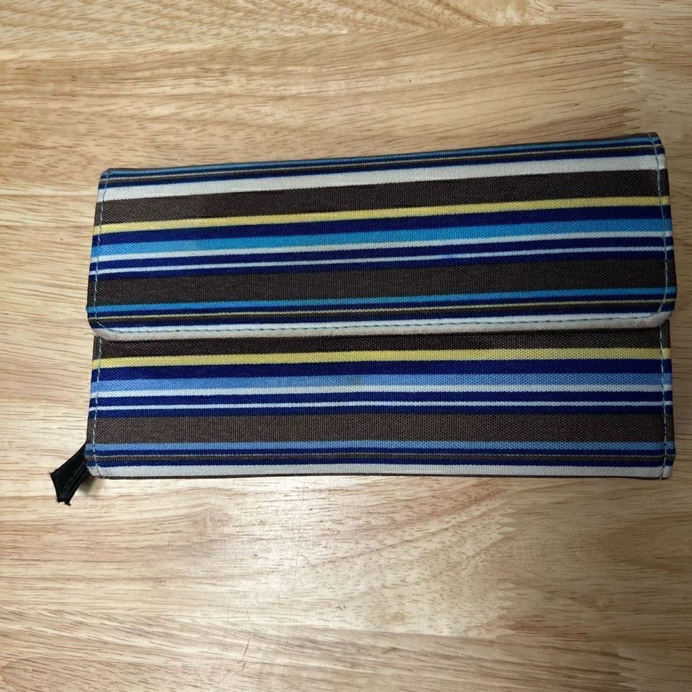 Striped Long Wallet, Removable Checkbook Holder & Credit Card Slip Pockets - Picture 8 of 8